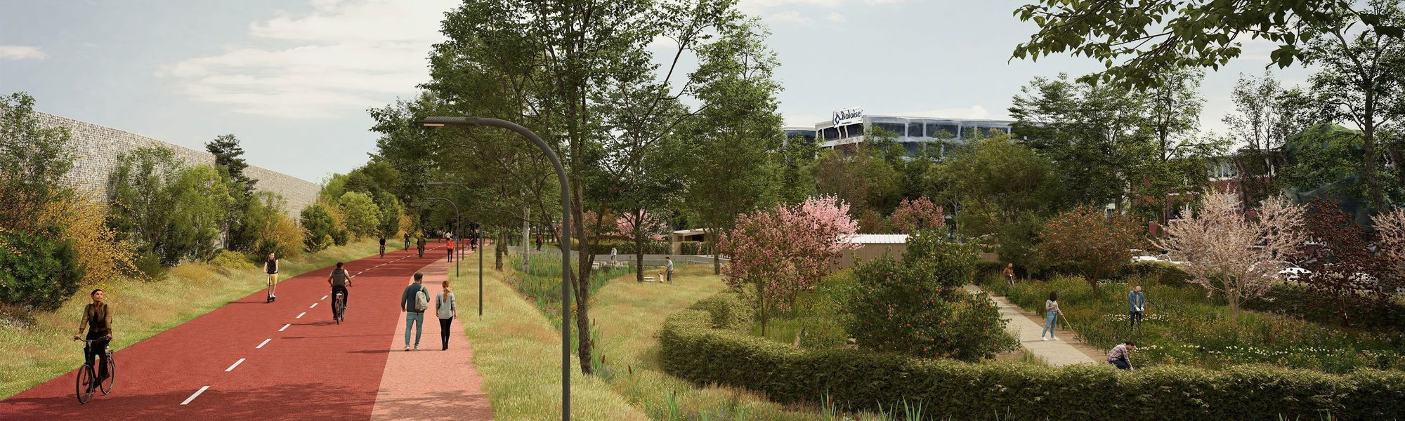 Een toekomstbeeld van het Polygoonpark, een van de acht deelparken van het Ringpark Groene Vesten