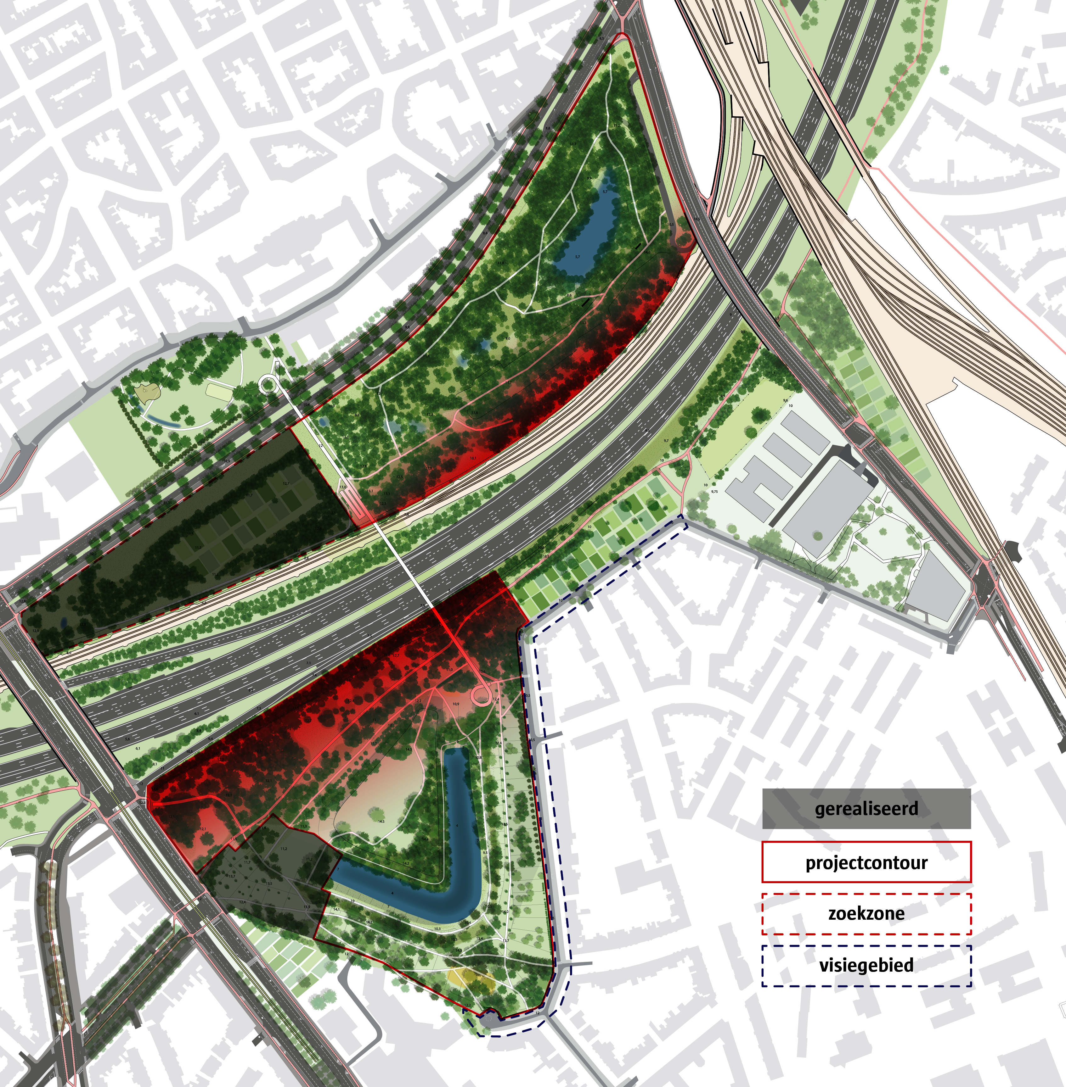 Projectcontour voor fase 2 van Park Brialmont