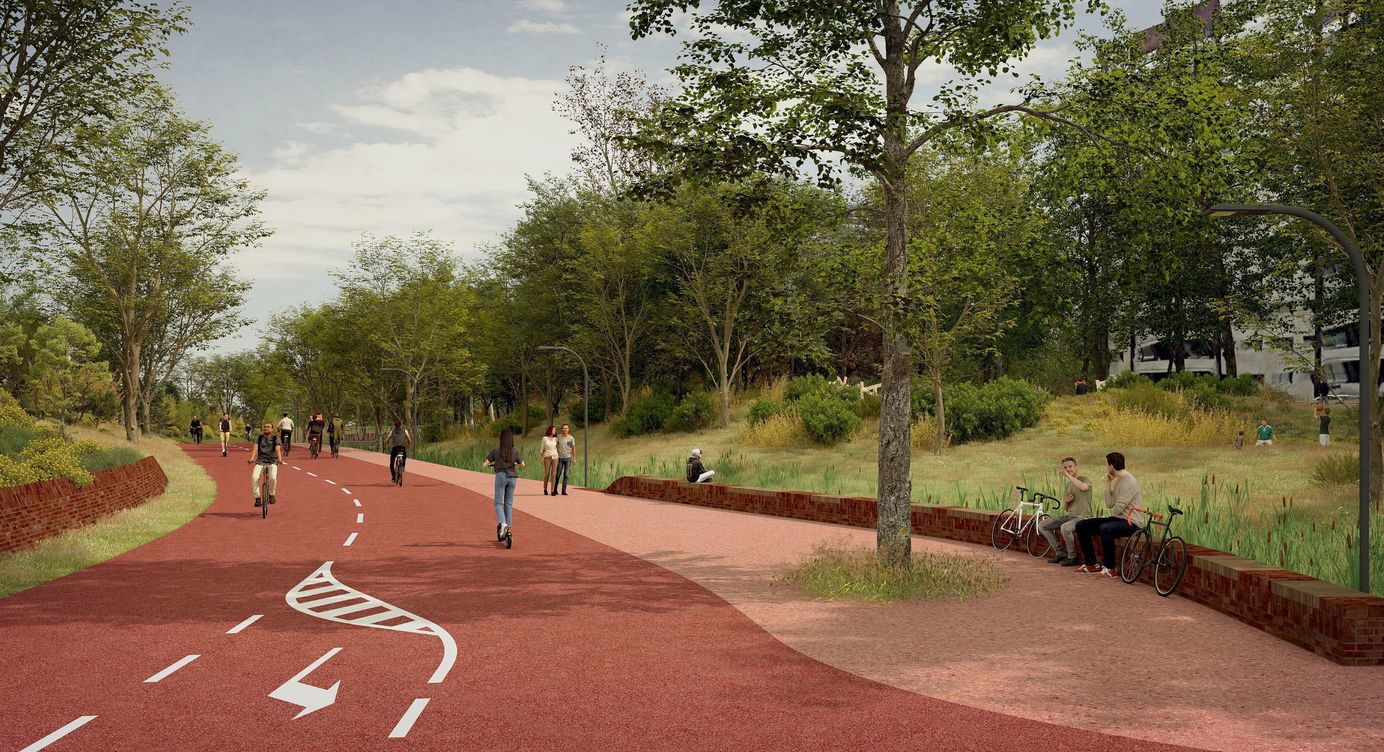 Een toekomstbeeld van Groenenhoek, deelpark van Ringpark Groene Vesten