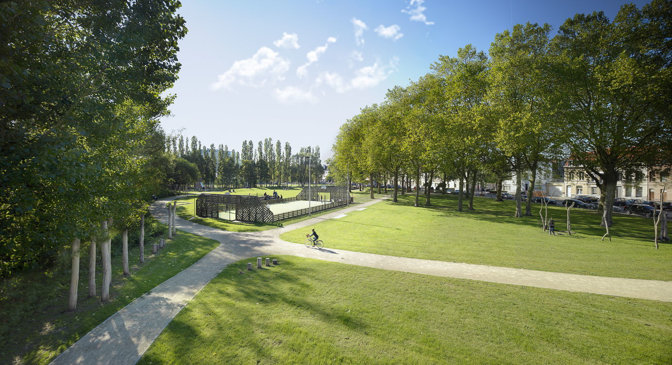 Zicht op het huidige Brilschanspark in Berchem