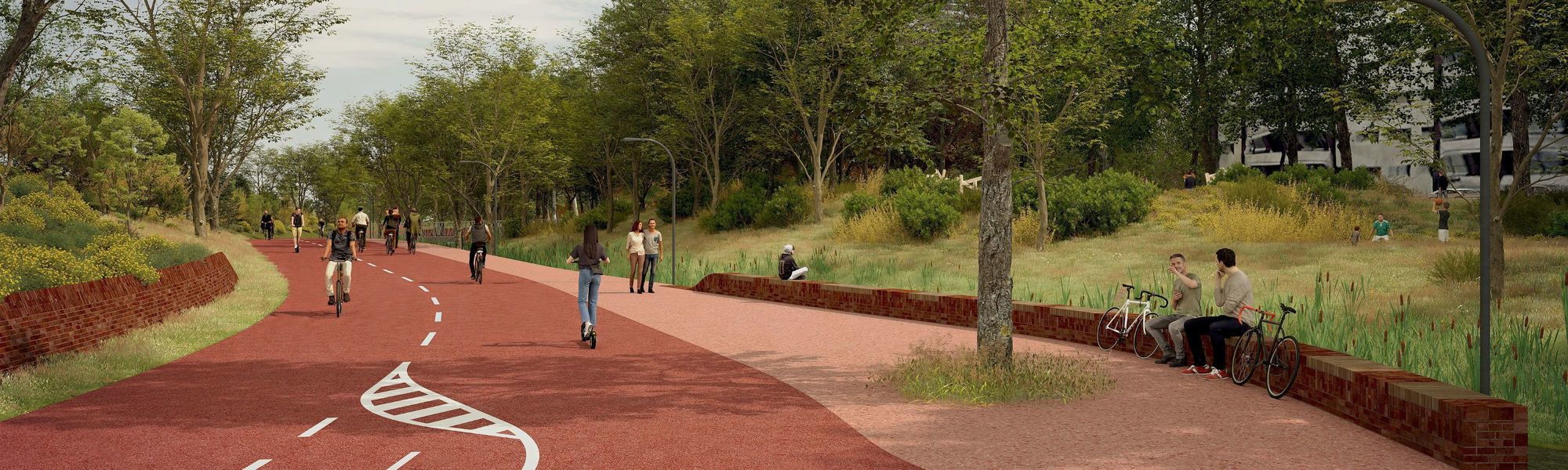 Toekomstbeeld van Groenenhoek, een van de acht deelparken van Ringpark Groene Vesten