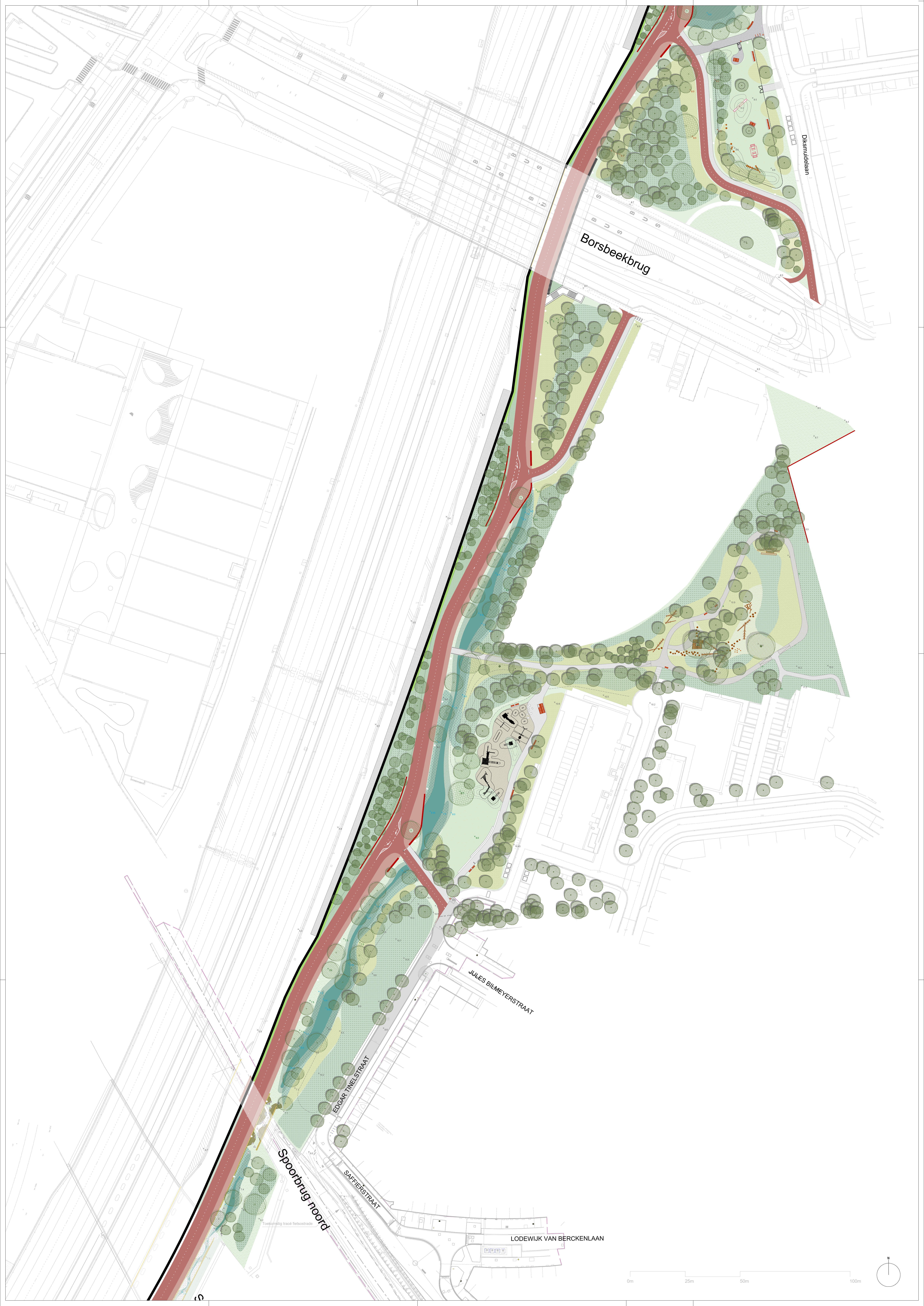 Ontwerpplan van Groenenhoek, een van de acht deelparken van Ringpark Groene Vesten